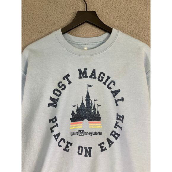 Disney Parks Unisex Blue Sweatshirt M Castle‎ Graphic Long Sleeve Pullover - Picture 4 of 7